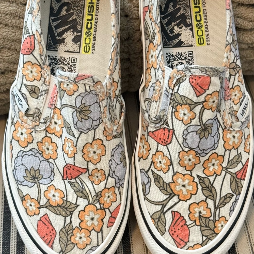 Vans Floral Slip-On in Cream, Orange & Purple